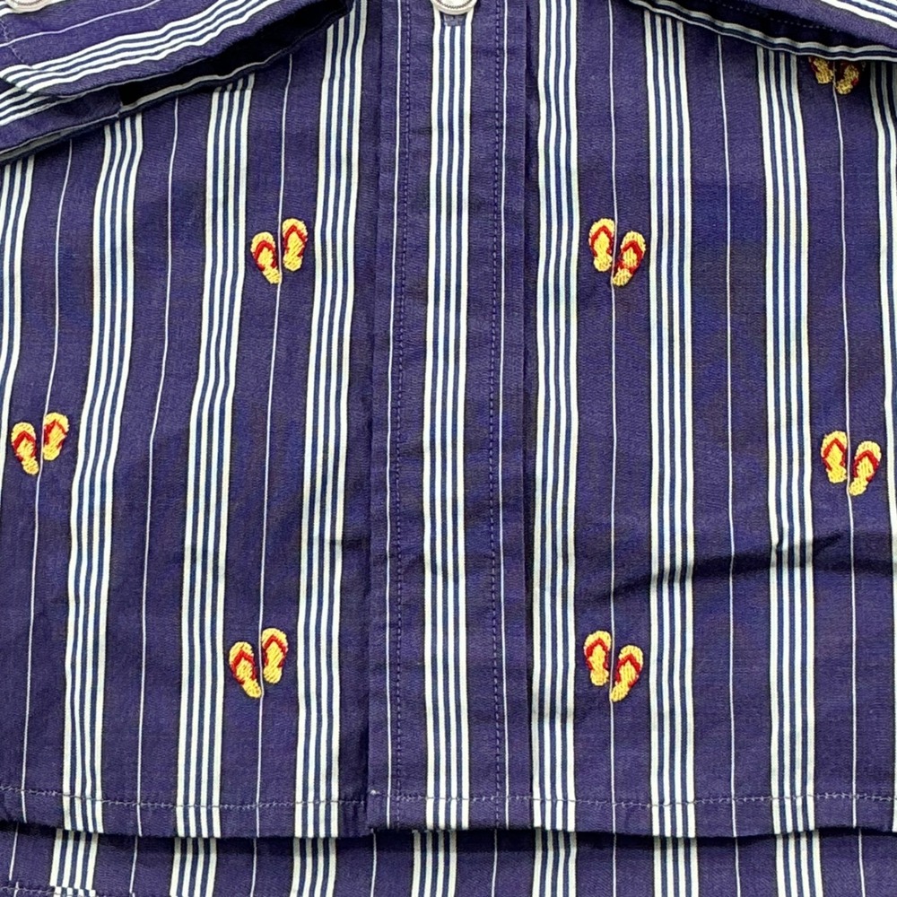Robert Graham Shirt Mens 3XL Navy Blue Striped Flip Flop Embroidered Classic NWT - Picture 6 of 11